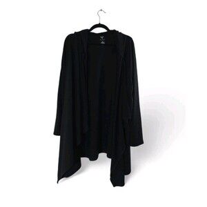 Livi Lane Bryant Knit Cardigan Womens Size 26/28 Black Open Front Cut Out Back